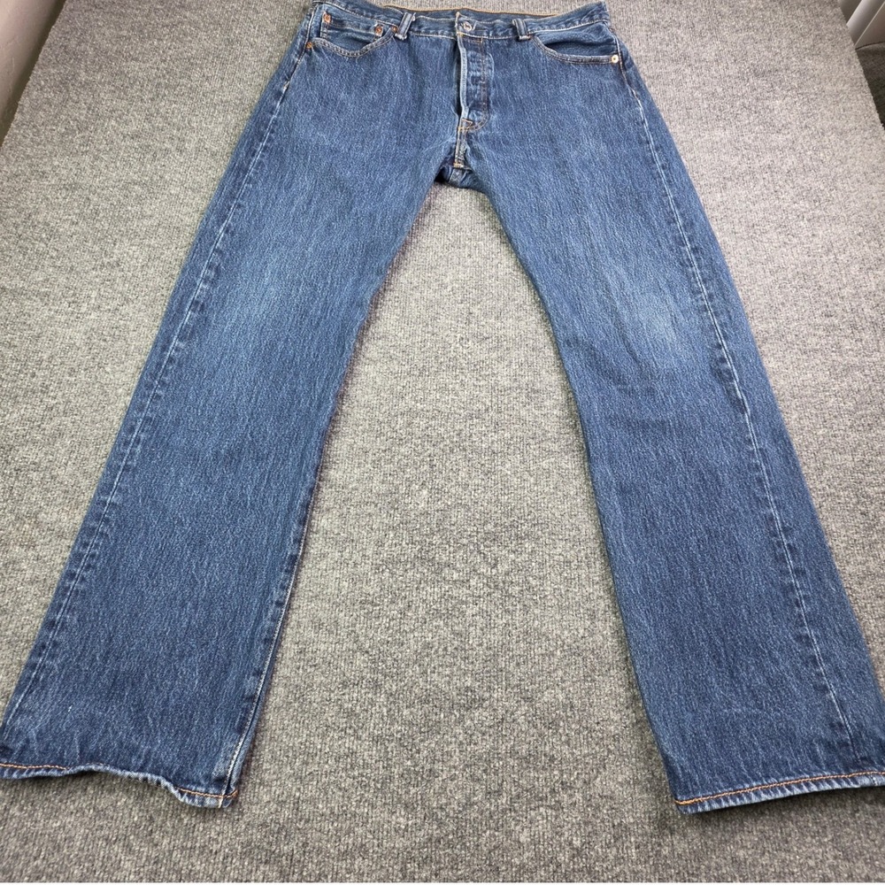 Levi's 501 Original Fit Mens 36x32 Blue Denim Button Fly Straight Leg Jeans